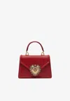 Dolce & Gabbana Small Devotion Smooth Calfskin Top Handle Bag In Red