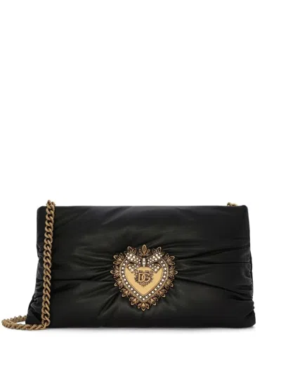 Dolce & Gabbana Medium Devotion Soft Shoulder Bag In Black