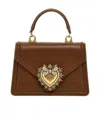 Dolce & Gabbana Heart Embellishment Small Leather Handbag In Brown