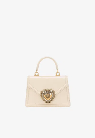 Dolce & Gabbana Small Devotion Top Handle Bag In Cream