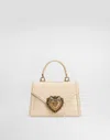 Dolce & Gabbana Mini Devotion Leather Top Handle Bag In White