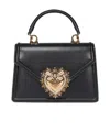 Dolce & Gabbana Small Devotion Molurus Python Skin Top Handle Bag In Black