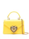 Dolce & Gabbana Small Devotion Leather Top Handle Bag In Yellow