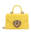 Dolce & Gabbana Small Devotion Leather Top Handle Bag In Yellow
