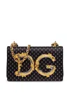 Dolce & Gabbana Small Dg Baroque Satin Crossbody Bag In Black