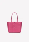 Dolce & Gabbana Small Dg Embossed Tote Bag In Calf Leather In Pink