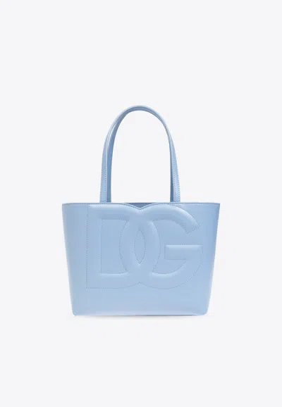 DOLCE & GABBANA SMALL DG LOGO LEATHER TOTE BAG