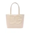 Dolce & Gabbana Small Dg Logo Leather Tote Bag In Nude