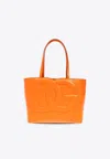 Dolce & Gabbana Small Dg Logo Leather Tote Bag In Orange
