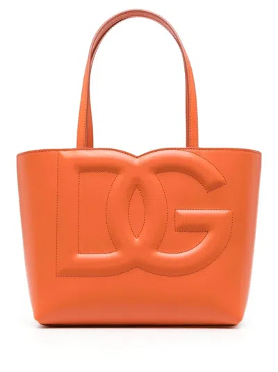 Dolce & Gabbana Small Dg Logo Tote Bag In Orange