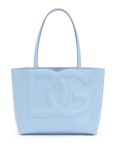 Dolce & Gabbana Small Leather Logo Tote Bag In Black