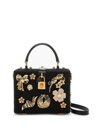 Dolce & Gabbana Small Embellished Top Handle Bag In Black