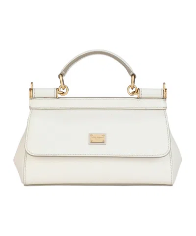 Dolce & Gabbana Sicily Small Leather Top-handle Bag In White