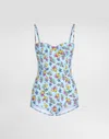 Dolce & Gabbana Small Floral-print Balconette One-piece Swimsuit In Blue