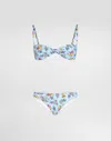 Dolce & Gabbana Floral-print Twist Bikini In Blue