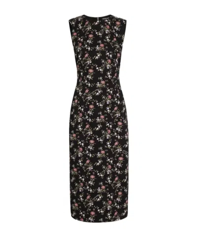 Dolce & Gabbana Small Floral-print Charmeuse Dress In Black