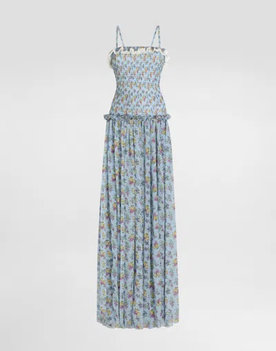 Dolce & Gabbana Small Floral-print Chiffon Dress In Multi