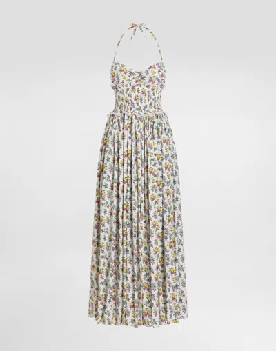 Dolce & Gabbana Small Floral-print Poplin Dress In Multi