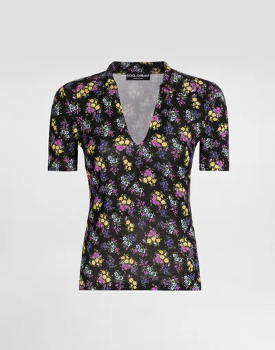 Dolce & Gabbana Dolce  Gabbana Floral Motif Polo Shirt In Black