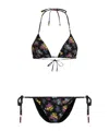 Dolce & Gabbana Small Floral-print Triangle Bikini In Black