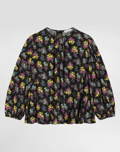 Dolce & Gabbana Kids' Floral-print Blouse In Black