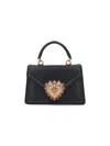 Dolce & Gabbana Small Devotion Molurus Python Skin Top Handle Bag In Nero