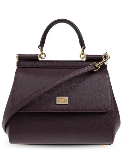 Dolce & Gabbana Small Hand Bag Sicily In Calf Leather Dauphine In Red