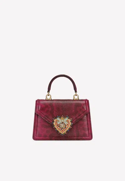 Dolce & Gabbana Small Karung Devotion Bag With Chain Strap In Pink