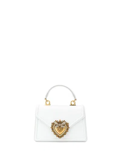 Dolce & Gabbana Small Leather Devotion Handbag In White