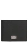 Dolce & Gabbana Black Textured Calf Leather Bi-fold Wallet In Black