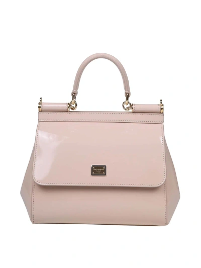 Dolce & Gabbana Small Leather Sicily In Light Pink