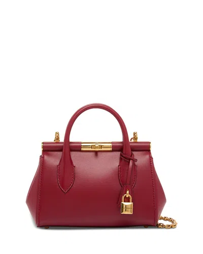 Dolce & Gabbana Small Leather Top Handle Bag In Dark Red