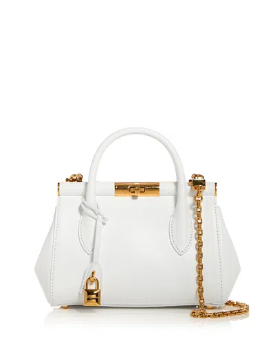 Dolce & Gabbana Small Leather Top Handle Bag In Optic White