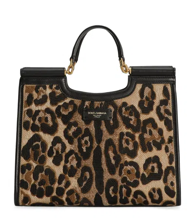 Dolce & Gabbana Small Leopard Print Sicily Tote Bag In Animal Print