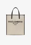 Dolce & Gabbana Small Structured Canvas Shopper In Beige