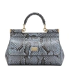 Dolce & Gabbana Dolce  Gabbana Small Logo Plaque Embossed Sicily Handbag In Gray