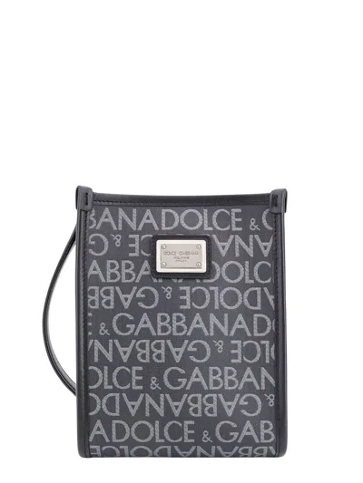 Dolce & Gabbana Small Logo Printed Shopper Bag In Black