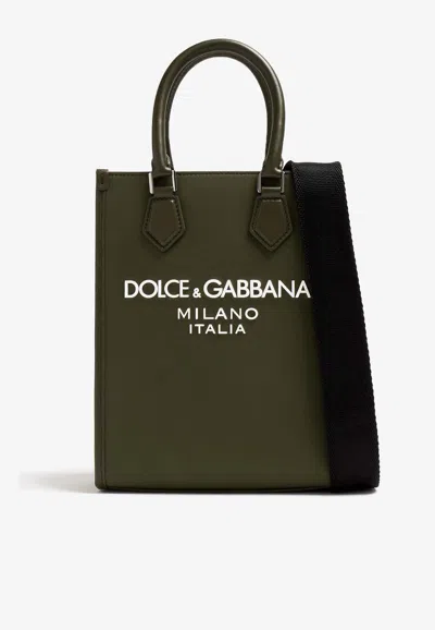Dolce & Gabbana Small Logo Tote Bag In Green
