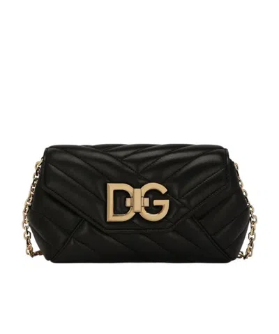 Dolce & Gabbana Small Lop Quilted Crossbody Bag In Black