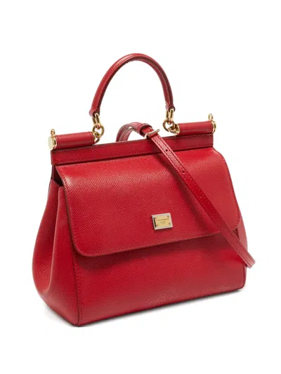 Pre-owned Dolce & Gabbana Small Miss Sicily Tote Bag In Red