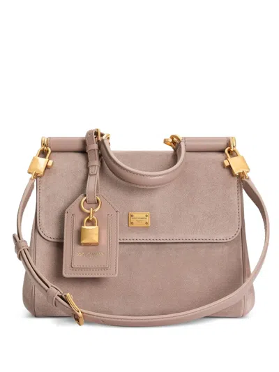 Dolce & Gabbana Small My Sicily Handbag In Split Calfskin In Pink