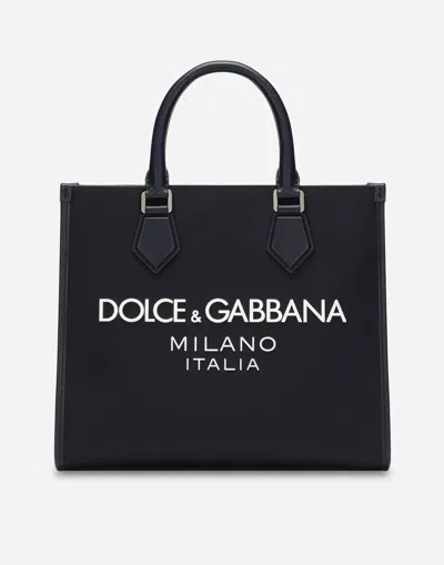 Dolce & Gabbana Small Nylon Shopper In Blue