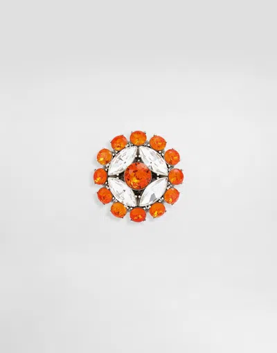 Dolce & Gabbana Small Orange Brooch In Transparent