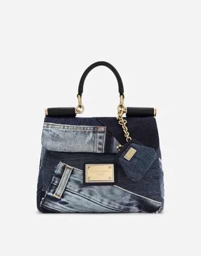 Dolce & Gabbana Small Patchwork Denim Sicily Soft Bag