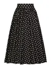 Dolce & Gabbana Pleated Printed Polka-dot Cotton-poplin Midi Skirt In Black