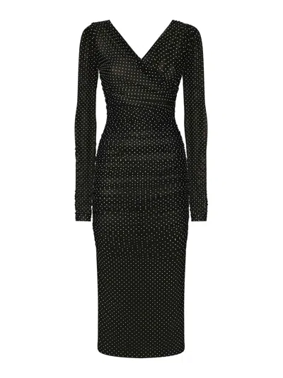 DOLCE & GABBANA SMALL POLKA DOT V-NECK DRESS