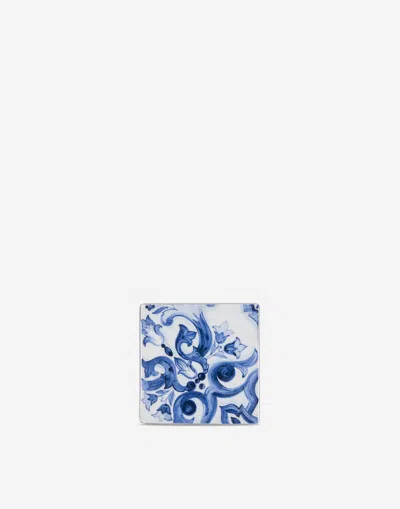 Dolce & Gabbana Small Porcelain Coaster In Multicolor