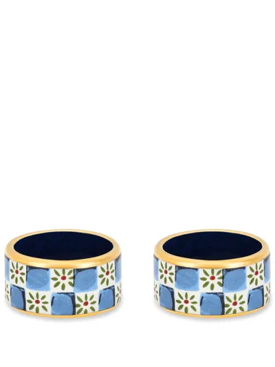 Dolce & Gabbana Small Porcelain Napkin Rings (set Of Two) In Blue