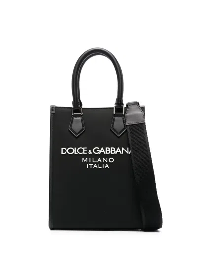 Dolce & Gabbana Leather Bag With Logo On The Front In Black