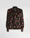 Dolce & Gabbana Small Rose Bouquet-print Satin Shirt In Multi